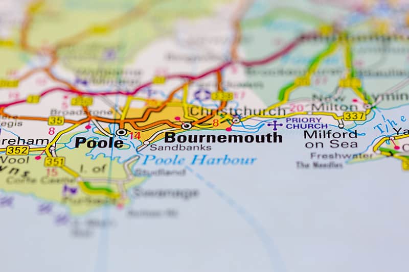 Map of Bournemouth and Poole